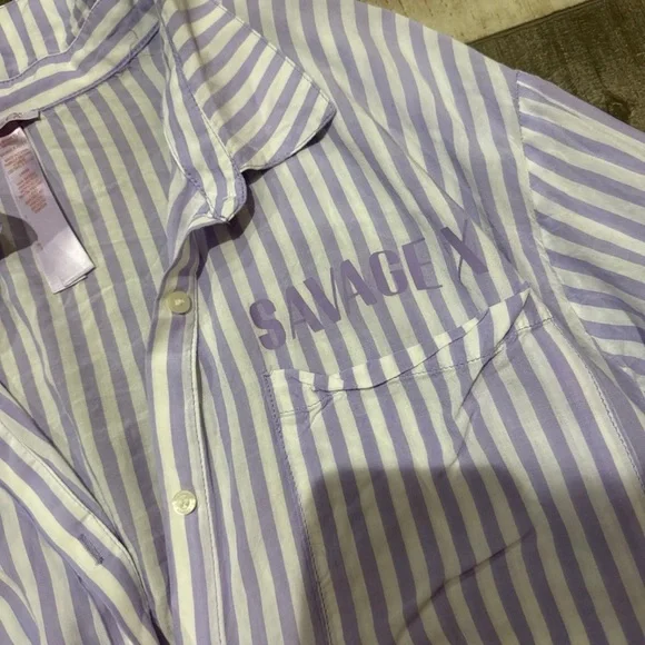 Savage x fenty purple stripe sleep shirt - Picture 2 of 4
